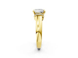 Yellow gold Princess Solitaire Diamond Ring with Pave Band and Six-Prong Setting_37