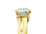 Yellow gold Princess Solitaire Diamond Ring with Pave Band and Six-Prong Setting_40