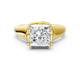 Yellow gold Princess Solitaire Diamond Ring with Six-Prong Cathedral Setting_32