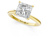 Yellow gold Princess Solitaire Diamond Ring with Six-Prong Setting on a Classic Band 1