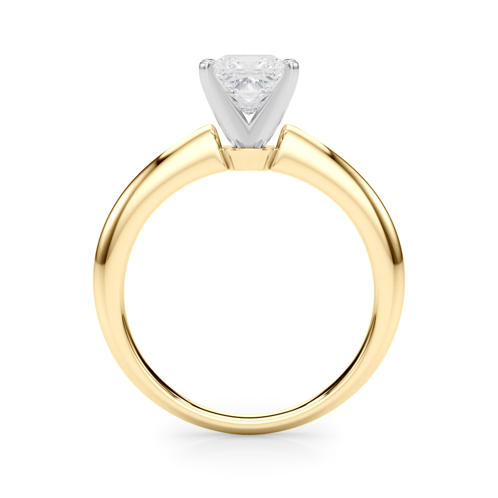 Yellow gold Princess Solitaire Diamond Ring with Six-Prong Setting on a Classic Band 2