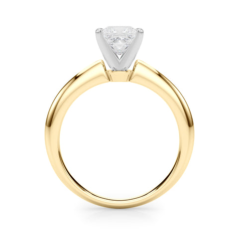 Yellow gold Princess Solitaire Diamond Ring with Six-Prong Setting on a Classic Band 2