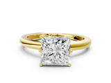 Yellow gold Princess Solitaire Diamond Ring with Six-Prong Setting on a Classic Band_3