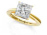 Yellow gold Princess Solitaire Diamond Ring with Split Shank and Four-Prong Setting_13