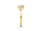 Yellow gold Princess Solitaire Diamond Ring with Split Shank and Four-Prong Setting_14