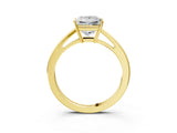 Yellow gold Princess Solitaire Diamond Ring with Split Shank and Four-Prong Setting_15