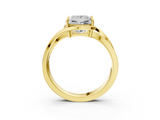 Yellow gold Princess Solitaire Diamond Ring with Split Shank and Prong Setting_89