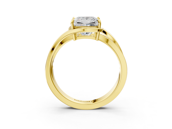 Yellow Gold Princess Cut Bypass Split Shank Engagement Ring Setting with Channel Set Accents
