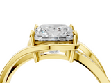 Yellow gold Princess Solitaire Diamond Ring with Split Shank and Prong Setting_90
