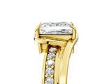 Yellow gold Princess Solitaire Diamond Ring with Split Shank and Prong Setting_91