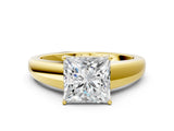 Yellow gold Princess Solitaire Diamond Ring with Tapered Band and Four-Prong Setting_49
