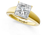 Yellow gold Princess Solitaire Diamond Ring with Tapered Band and Four-Prong Setting_50