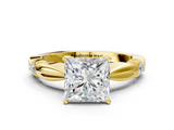 Yellow gold Princess Solitaire Diamond Twisted Band with Four-Prong Setting_47