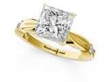 Yellow gold Princess Solitaire Diamond Twisted Band with Four-Prong Setting_48