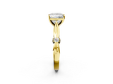 Yellow gold Princess Solitaire Diamond Twisted Band with Four-Prong Setting_49