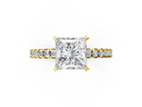 Yellow gold Princess Solitaire Diamond with Pavé Band and Four-Prong Setting_35
