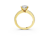 Yellow gold Princess Solitaire Diamond with Pavé Band and Four-Prong Setting_38