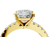 Yellow gold Princess Solitaire Diamond with Pavé Band and Four-Prong Setting_39