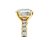 Yellow gold Princess Solitaire Diamond with Pavé Band and Four-Prong Setting_40
