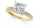 Yellow gold Princess Solitaire Diamond with Pavé Band and Four-Prong Setting_42
