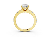 Yellow gold Princess Solitaire Diamond with Pavé Band and Four-Prong Setting_44