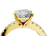 Yellow gold Princess Solitaire Diamond with Pavé Band and Four-Prong Setting_45