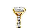 Yellow gold Princess Solitaire Diamond with Pavé Band and Four-Prong Setting_46