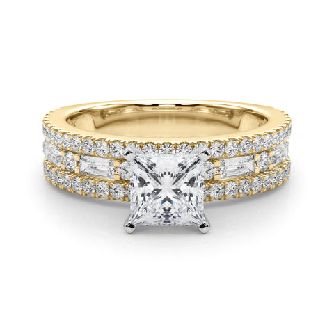 Yellow gold Princess Solitaire Diamond with Pave and Channel Set Band 1