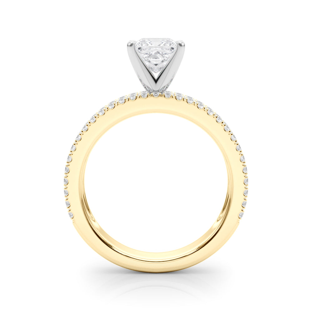 Yellow gold Princess Solitaire Diamond with Pave and Channel Set Band 2