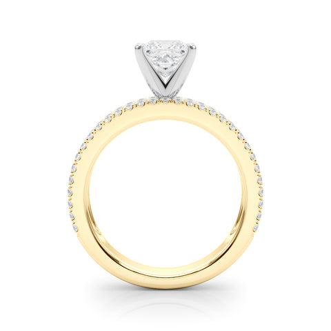 Yellow gold Princess Solitaire Diamond with Pave and Channel Set Band 2