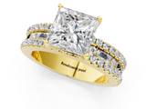 Yellow gold Princess Solitaire Diamond with Pave and Channel Set Band_64