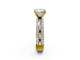 Yellow gold Princess Solitaire Diamond with Pave and Channel Set Band_65