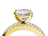Yellow gold Princess Solitaire Diamond with Pave and Channel Set Band_67