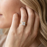 Yellow gold Princess Solitaire Engagement Ring with Cathedral Band and Four-Prong Setting_16