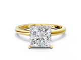 Yellow gold Princess Solitaire Engagement Ring with Cathedral Band and Four-Prong Setting_22