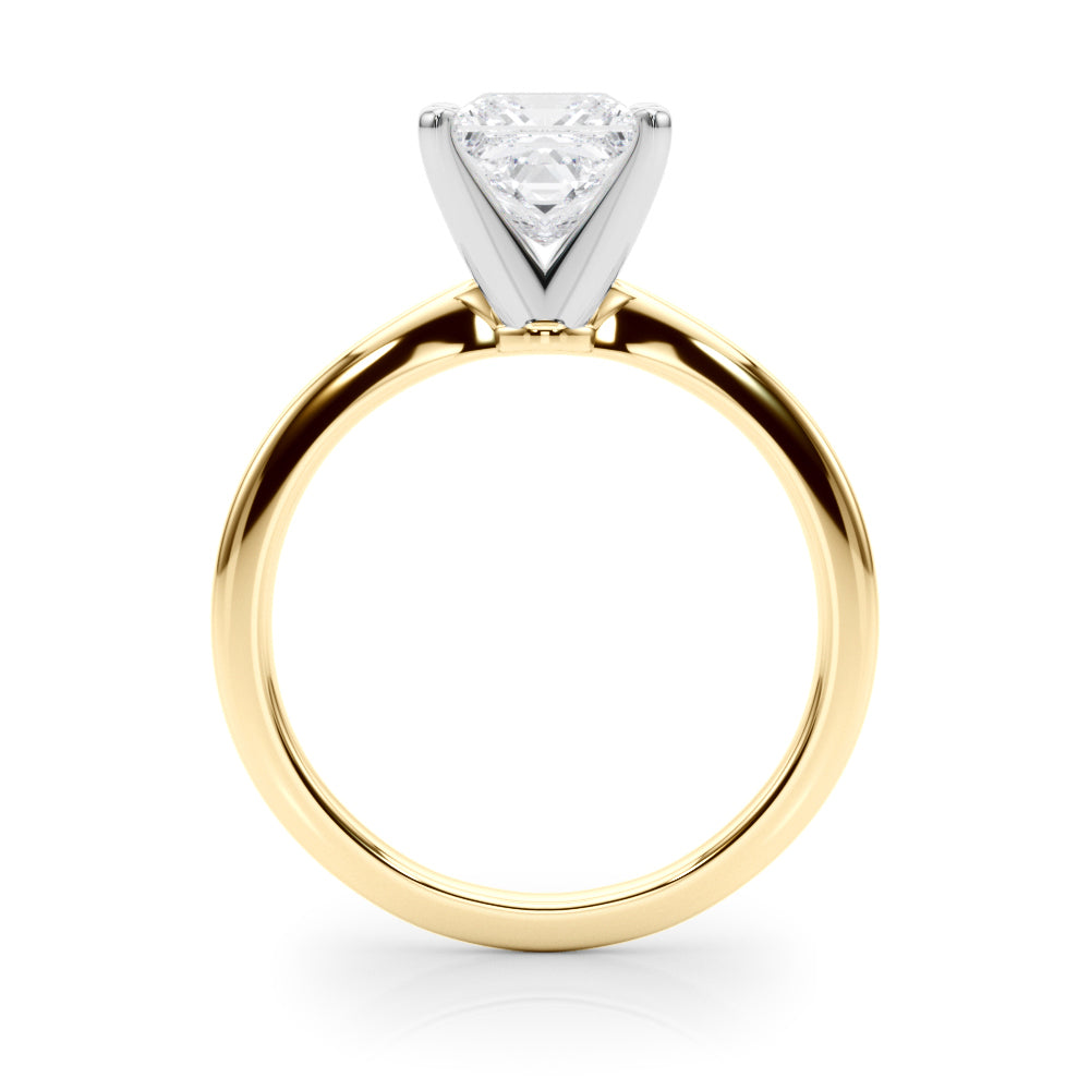Yellow gold Princess Solitaire Engagement Ring with Classic Band and Four-Prong Setting 2