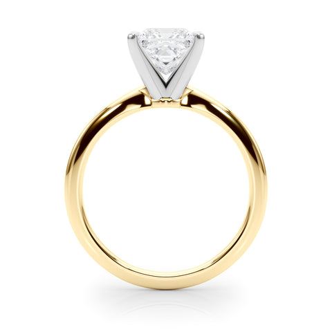 Yellow gold Princess Solitaire Engagement Ring with Classic Band and Four-Prong Setting 2