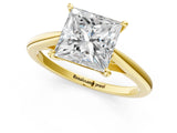 Yellow gold Princess Solitaire Engagement Ring with Four-Prong Setting and Classic Band 1