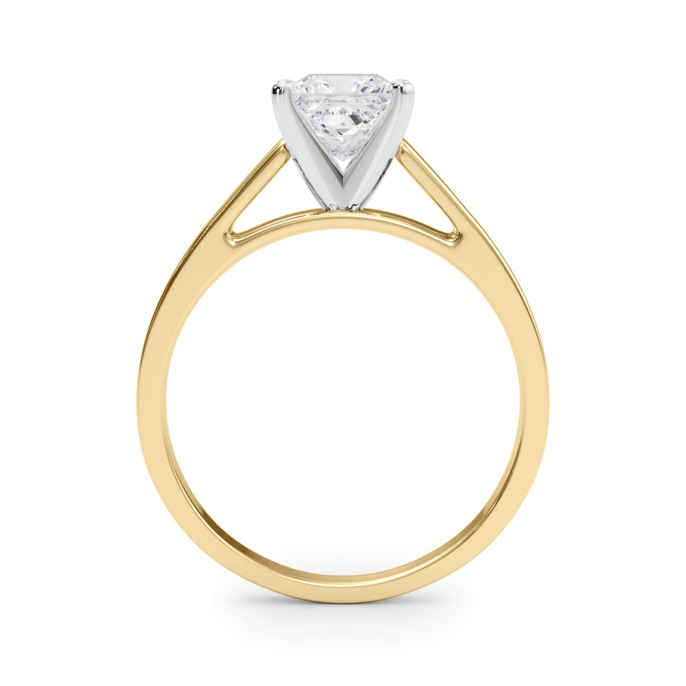 Yellow gold Princess Solitaire Engagement Ring with Four-Prong Setting and Tapered Band 2