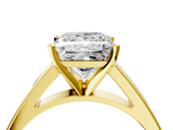 Yellow gold Princess Solitaire Engagement Ring with Four-Prong Setting and Tapered Band_12
