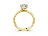Yellow gold Princess Solitaire Engagement Ring with Scrollwork Band and Four-Prong Setting_142