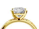 Yellow gold Princess Solitaire Engagement Ring with Scrollwork Band and Four-Prong Setting_143