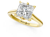 Yellow gold Princess Solitaire Engagement Ring with Six-Prong Setting and Classic Band 1