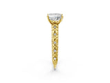 Yellow gold Princess Solitaire Floral Milgrain Engagement Ring_32