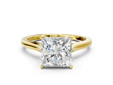 Yellow gold Princess Solitaire Heart Prong Engagement Ring with Tapered Band_53