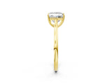 Yellow gold Princess Solitaire Heart Prong Engagement Ring with Tapered Band_55