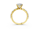 Yellow gold Princess Solitaire Marquise Side Stone Prong Setting Ring_59