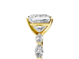 Yellow gold Princess Solitaire Marquise Side Stone Prong Setting Ring_61