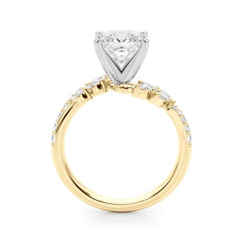 Yellow gold Princess Solitaire Marquise Twist Band with Six-Prong Setting 2