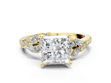 Yellow gold Princess Solitaire Marquise Twist Band with Six-Prong Setting_81